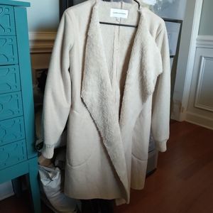 Cupcake and cashmere faux shearling women's open cardigan sweater coat